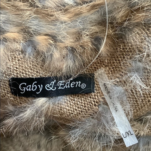 Gaby el Eden Rabbit Fur Poncho Sz-L/XL - Picture 7 of 7